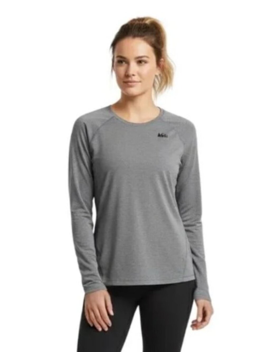REI Women's Activewear Striped Long Sleeve Crew Base Layer Top Gray Size Small